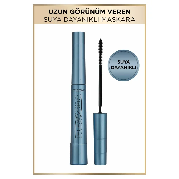 L'oreal Paris Telescopic Waterproof Siyah Maskara - Görsel 8