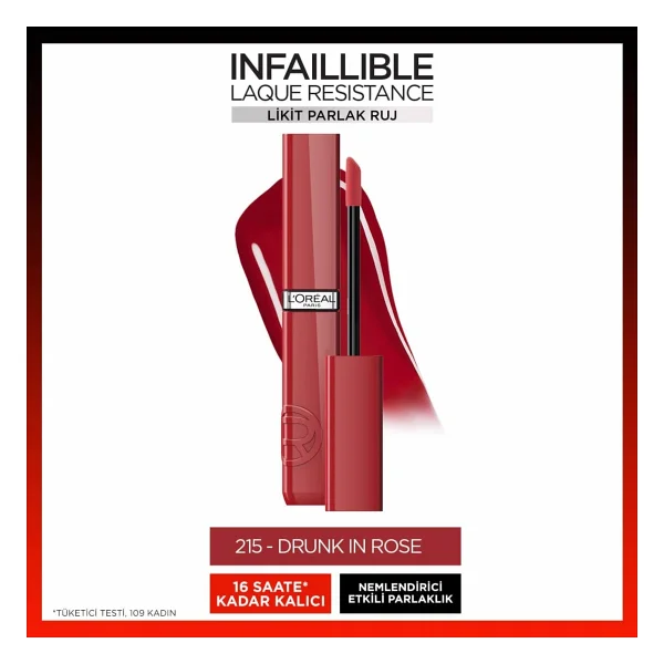 L'oreal Paris Infaillible Laque Resistance 215 Drunk In Rose Likit Ruj - Görsel 3