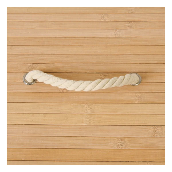 Simple Living 80 Lt Örme Çift Hazneli Bambu Çamaşır Sepeti - Görsel 5
