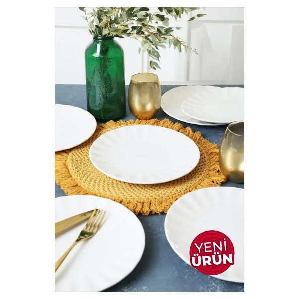Keramika Beyaz Sirius Pasta Tabağı 22 Cm 6 Adet 004 - Görsel 7
