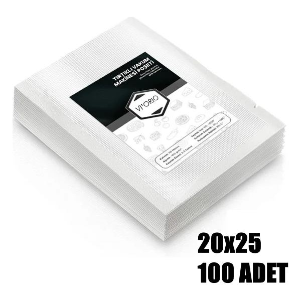 Vi'orio 20x25 Tırtıklı Vakum Makinesi Poşeti 100 Adet - Görsel 6