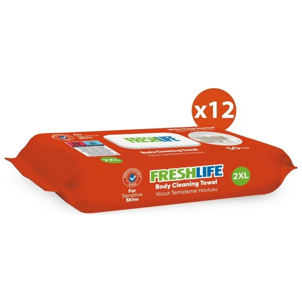 Freshlife Vücut Temizleme Havlusu 12x50 (600 Yaprak) Beyaz Sabun Kokusuyla Günlük Kullanım - Görsel 2