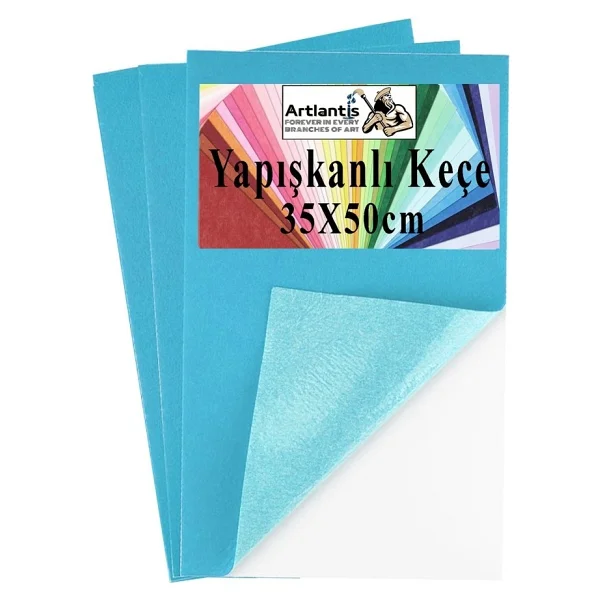 Artlantis Açık Mavi Yapışkanlı Keçe 35x50 Cm 3 Adet 2.0 Mm Kendinden Yapışkanlı Renkli Hobi Keçesi Elişi Keçe Kumaşı Anasınıfı - Standart - Görsel 6