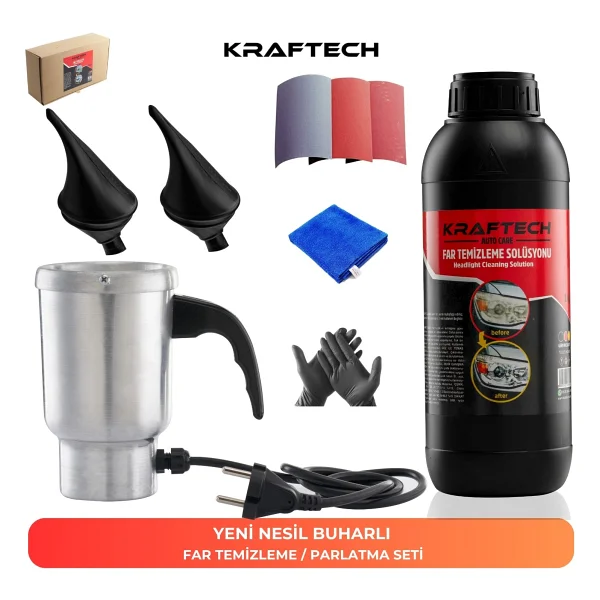 Kraftech Buharlı Far Temizleme Far Parlatma Seti - Görsel 6