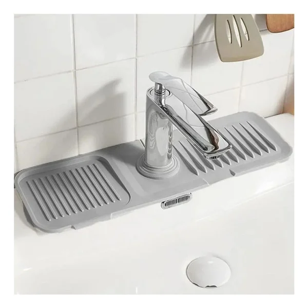 Saint Belisama Elastik Musluk Matı Su Tutucu Düzenleyici Kaydırmaz Taban Organizer Mutfak Banyo Lavabo Gri - Çok Renkli - Görsel 2