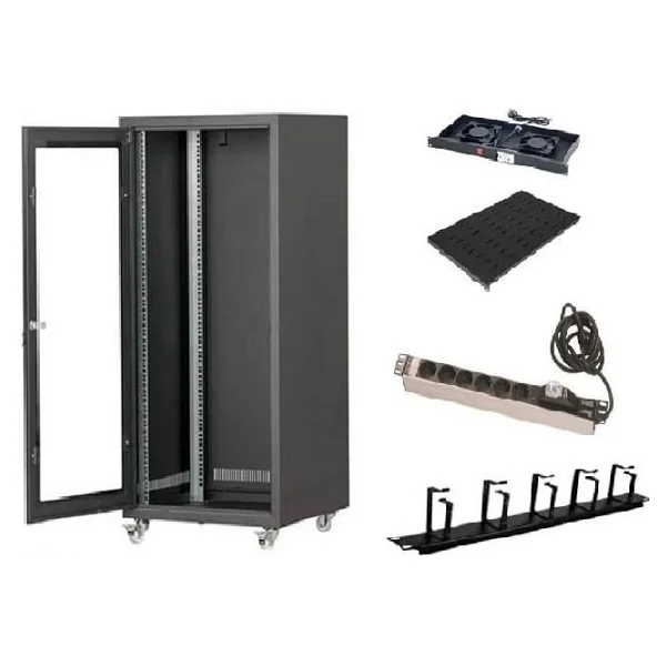 Setrack 19'' 20u 600x600 Rack Kabinet+2lifan+Sabit Raf+Grup Priz+Kablo Organizer - Görsel 2