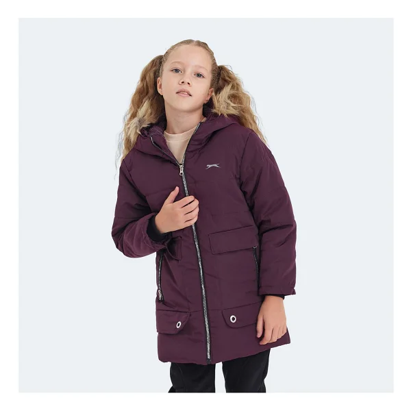 Slazenger Camelia Kapüşonlu Mor Çocuk Mont - Görsel 3