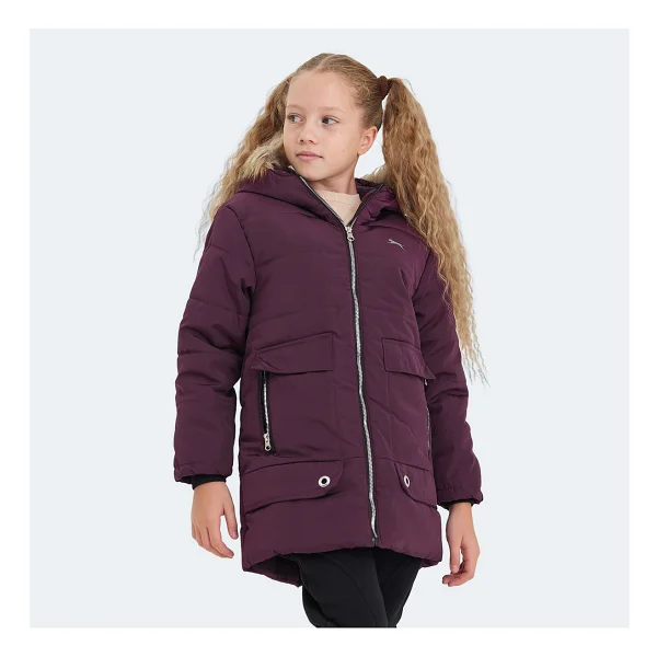 Slazenger Camelia Kapüşonlu Mor Çocuk Mont - Görsel 5