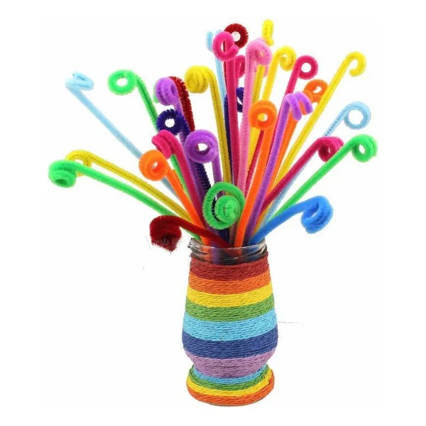 Renkli Şönil, 200 Adet, Eğitici Şönil Seti, Tüylü Tel, 30 Cm, Peluş Tel - Görsel 3