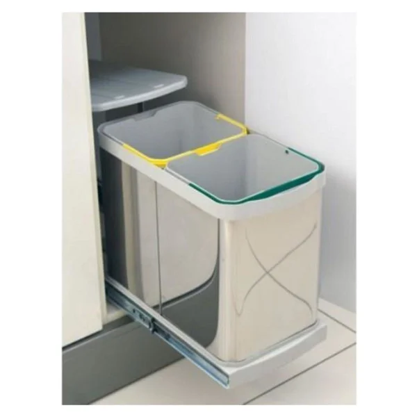 Starax Çöp Kovası Paslanmaz Çelik Raylı 12+12 L Toplam 24 Lt. Çift Kovalı - Görsel 4