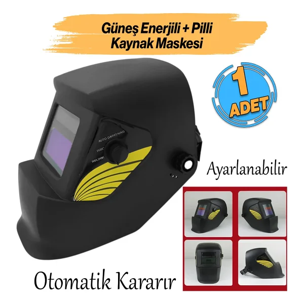 Güneş Enerjili Pilli Otomatik Kararan Baş Maskesi Siperlik Kartuşlu Kaynak Gözlüğü Ayarlanabilir - Görsel 6