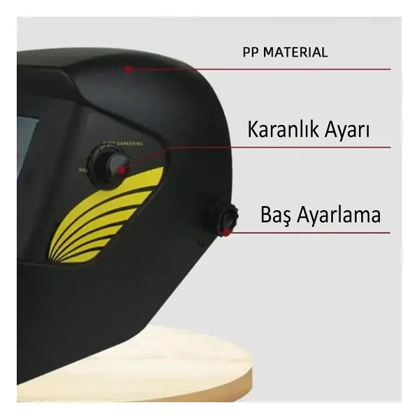 Güneş Enerjili Pilli Otomatik Kararan Baş Maskesi Siperlik Kartuşlu Kaynak Gözlüğü Ayarlanabilir - Görsel 2