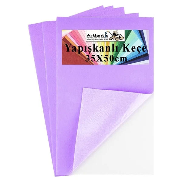 Artlantis Lila Yapışkanlı Keçe 35x50 Cm 3 Adet 2.0 Mm Kendinden Yapışkanlı Renkli Hobi Keçesi Elişi Keçe Kumaşı Anasınıfı - Standart - Görsel 6