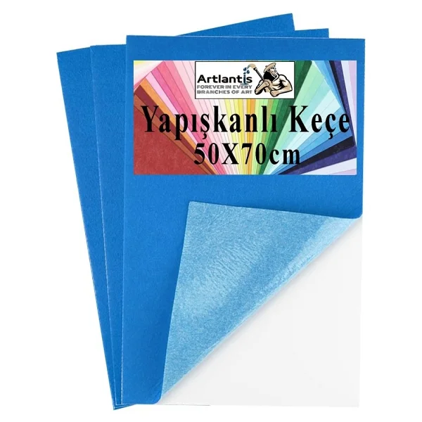 Artlantis Mavi Yapışkanlı Keçe 50x70 Cm 3 Adet 2.0 Mm Kendinden Yapışkanlı Renkli Hobi Keçesi Elişi Keçe Kumaşı Anasınıfı - Standart - Görsel 6