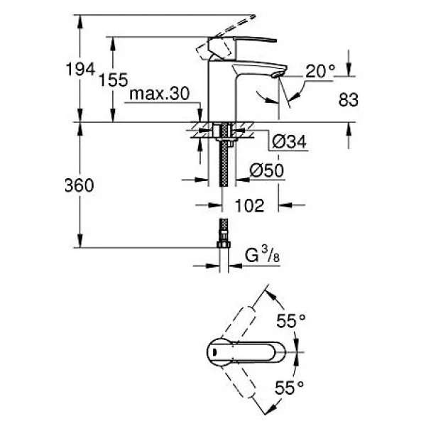 Grohe Wave Cosmopolitan S 23225000 Lavabo Bataryası - Görsel 2