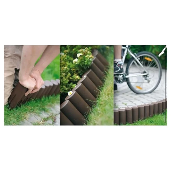 Star Garden Kahverengi Ahşap Görünümlü Çim Bordürü 2.3 Metre Çim Ayırıcı - Görsel 4
