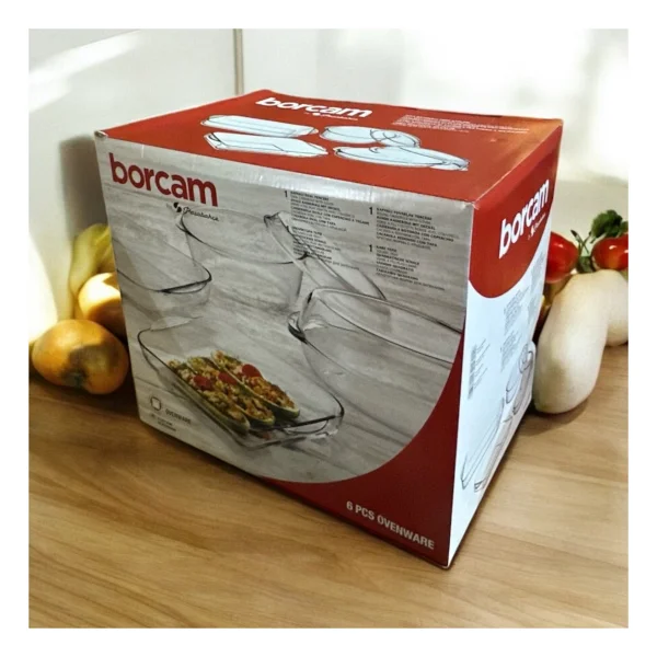Paşabahçe Borcam Tepsi Tencere Seti -6 Parça Borcam Çeyiz Seti Kutulu - Görsel 3