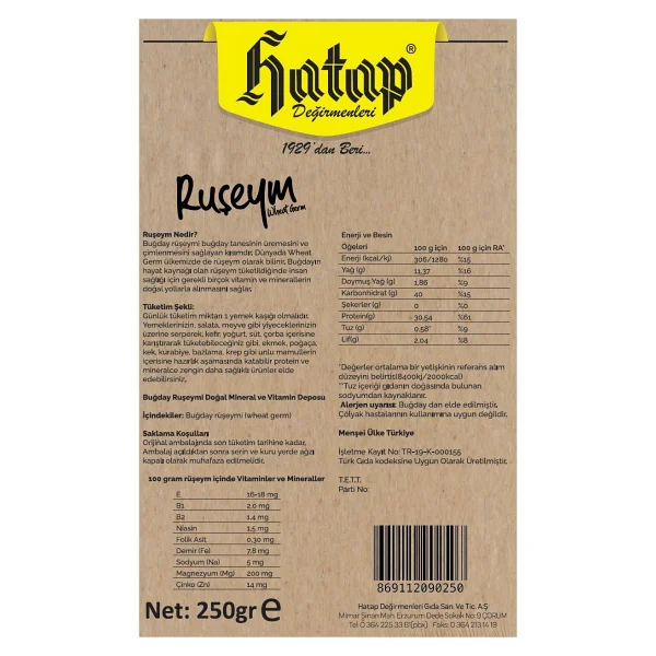 Hatap Değirmenleri Ruşeym 250 Gr - Görsel 2