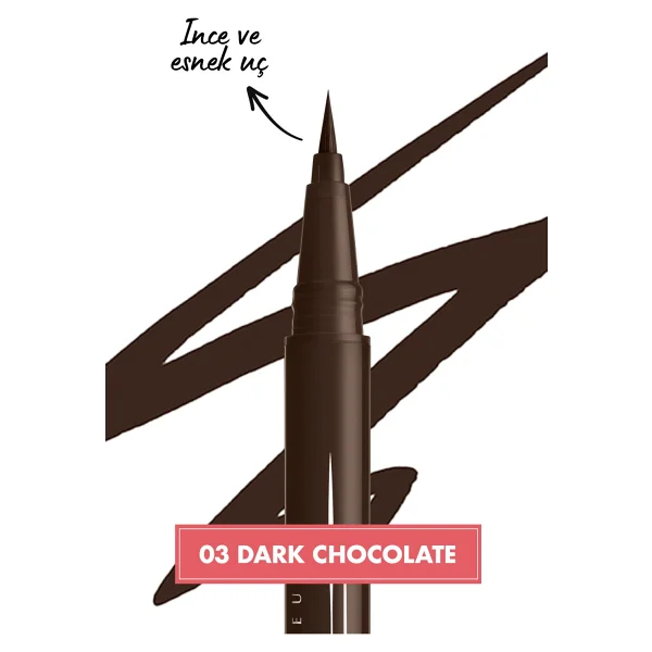 Nyx Professional Makeup Epic Ink Liner - Suya Dayanıklı, Saten Finişli, Koyu Kahverengi Likit Eyeliner, İnce Uç İle Kolay Uygulama - Görsel 2