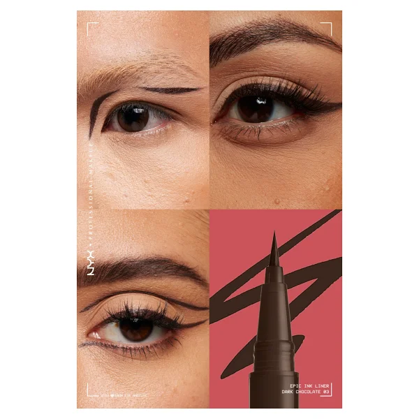Nyx Professional Makeup Epic Ink Liner - Suya Dayanıklı, Saten Finişli, Koyu Kahverengi Likit Eyeliner, İnce Uç İle Kolay Uygulama - Görsel 4