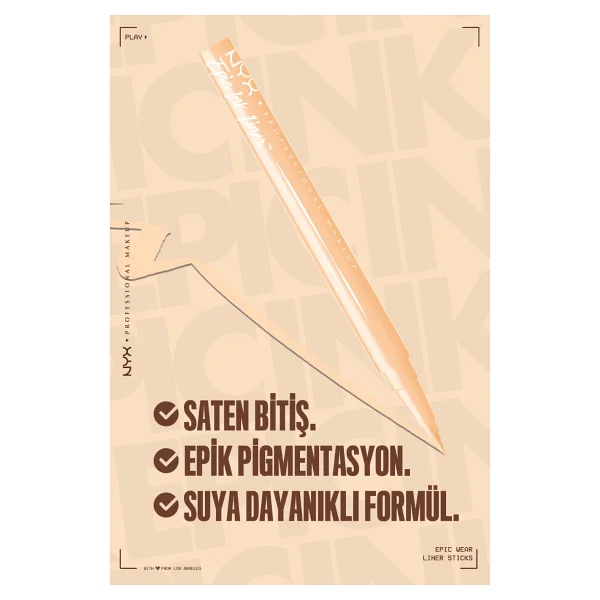 Nyx Professional Makeup Epic Ink Liner - Suya Dayanıklı, Saten Finişli, Koyu Kahverengi Likit Eyeliner, İnce Uç İle Kolay Uygulama - Görsel 5