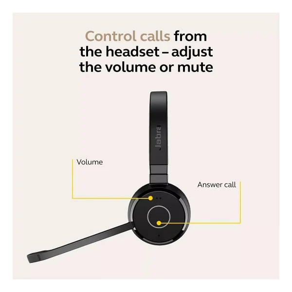 Jabra Evolve 65 Te Stereo Ms Kablosuz Çağrı Merkezi Kulaklığı - Görsel 3