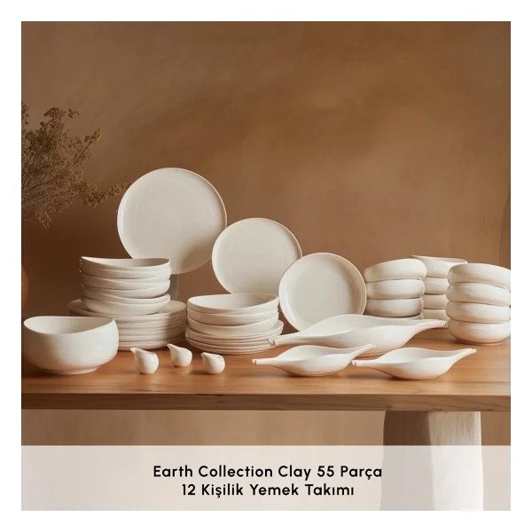 Karaca Earth Collection Clay 55 Parça 12 Kişilik Yemek Takımı - Görsel 4