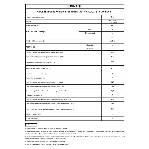 Beko Kmx 1001 10 Kg Çamaşır Kurutma Makinesi - Görsel 5