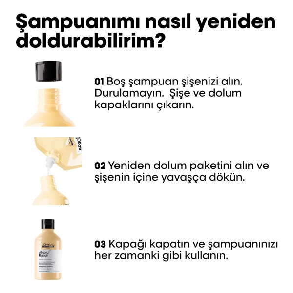 L'oreal Professionnel Absolut Repair Yıpranmış Saçlar İçin Onarıcı Refill Şampuan 500ml - Görsel 5