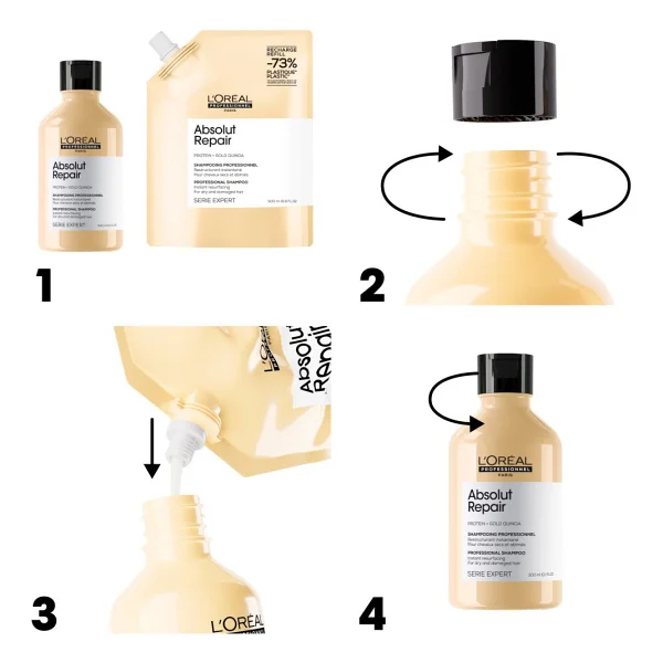 L'oreal Professionnel Absolut Repair Yıpranmış Saçlar İçin Onarıcı Refill Şampuan 500ml - Görsel 7