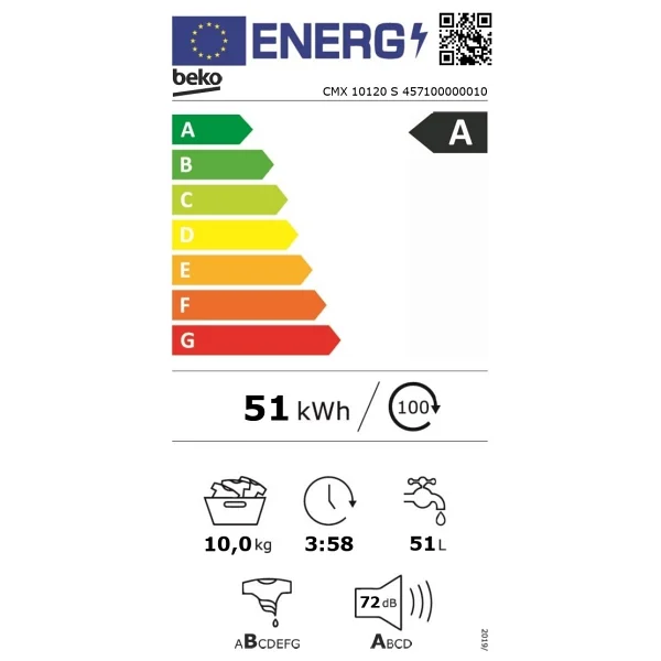 Beko Cmx 10120 S 10 Kg 1200 Devir Çamaşır Makinesi - Görsel 8
