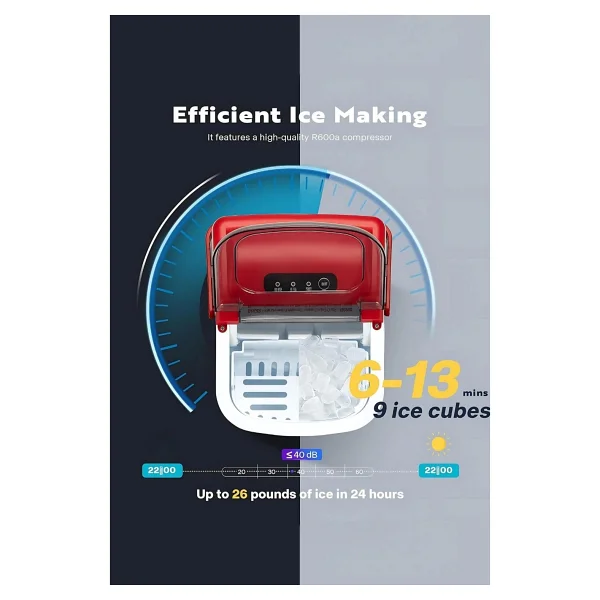 Vosco VHZB-12HK Kırmızı Eco Buz Makinesi - Görsel 5
