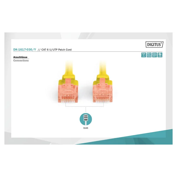 Digitus Dk-1617-030y U-Utp 3 M Sarı Cat6 Patch Kablo - Görsel 3