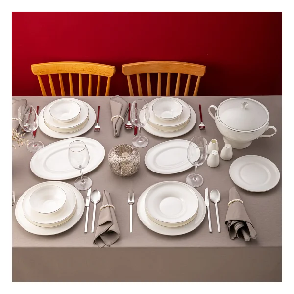 Emsan Alicia Platin Fine Bone 60 Parça 12 Kişilik Yemek Takımı - Görsel 2