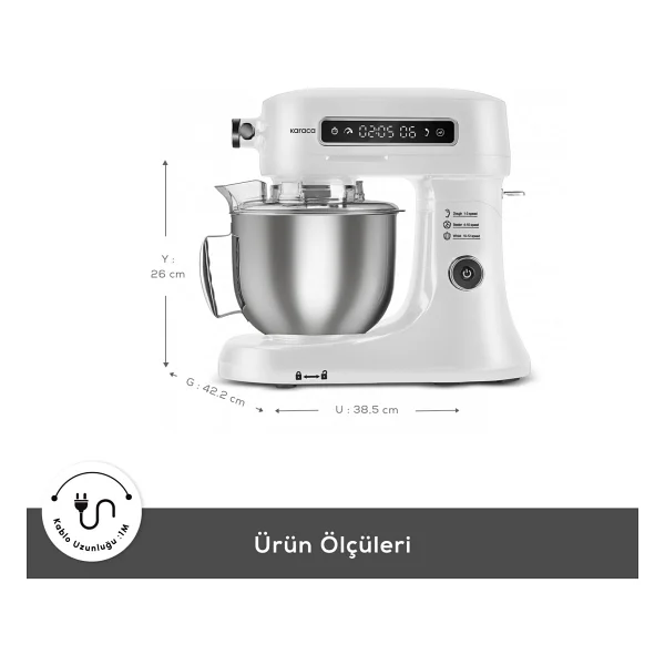 Karaca Pro Artisan Zaman Ayarlı White 1600 W 5 Lt Mutfak Şefi - Görsel 2