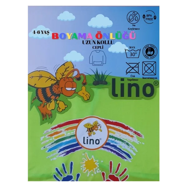 Lino Boyama Önlüğü 4-6 Yaş Su Geçirmez Resim Önlüğü - Koyu Kırmızı - Görsel 5