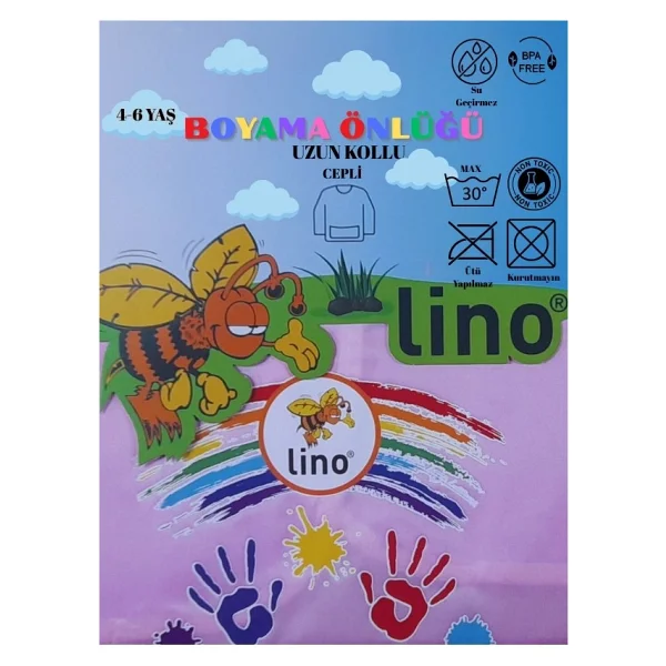 Lino Boyama Önlüğü 4-6 Yaş Su Geçirmez Resim Önlüğü - Açık Pembe - Görsel 3