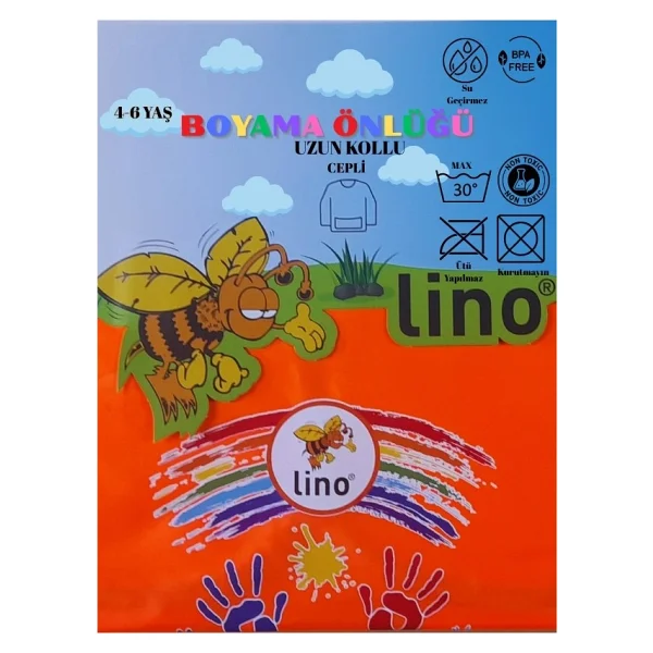 Lino Boyama Önlüğü 4-6 Yaş Su Geçirmez Resim Önlüğü - Koyu Kırmızı - Görsel 8