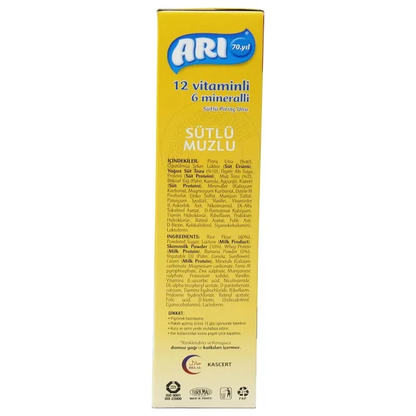 Arı Mama 12 Vitaminli 6 Mineralli Sütlü Muzlu Pirinç Unu Kaşık Maması 250 Gr - Görsel 3
