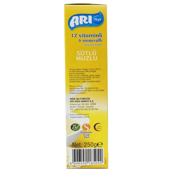 Arı Mama 12 Vitaminli 6 Mineralli Sütlü Muzlu Pirinç Unu Kaşık Maması 250 Gr - Görsel 4