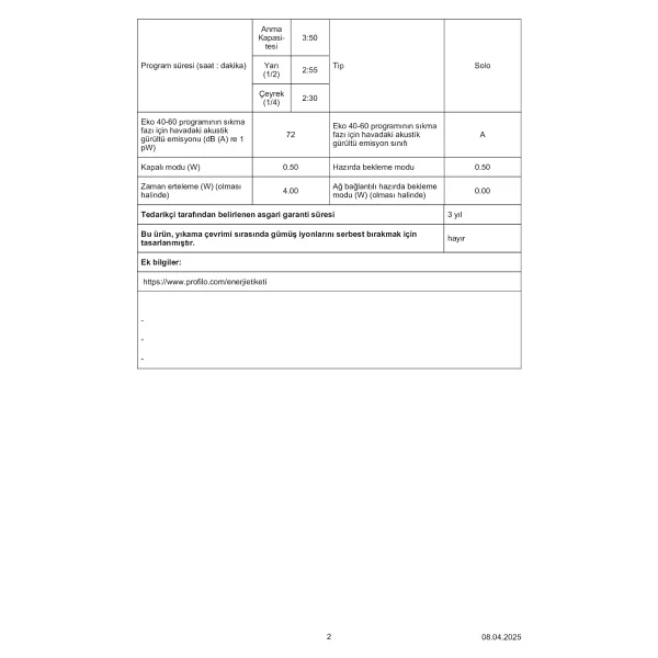 Profilo Cga25202tr 1200 Devir 10 Kg Çamaşır Makinesi - Görsel 8