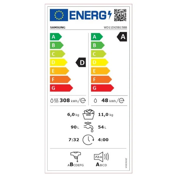 Samsung Wd11dg5b15bbah 1400 Devir 11 Kg / 6 Kg Kurutmalı Çamaşır Makinesi - Görsel 2
