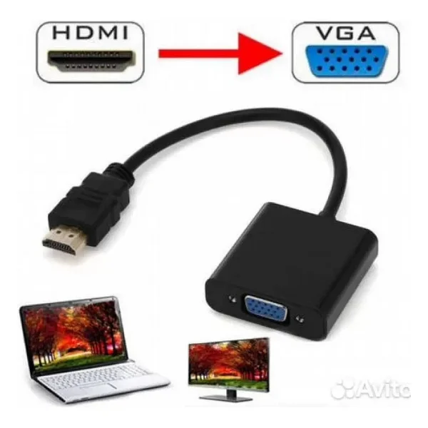 Concord Hdmi To Vga Kablo Monitör TV Çevirici Dönüştürücü Kablo + Ses Kablo Destekli - Görsel 4