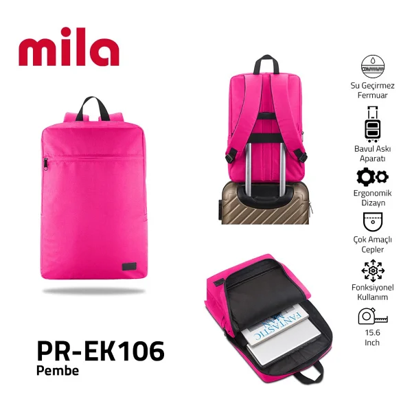 Classone Mila Pr-Ek103 Mor 15.6" Laptop Sırt Çantası - Görsel 9
