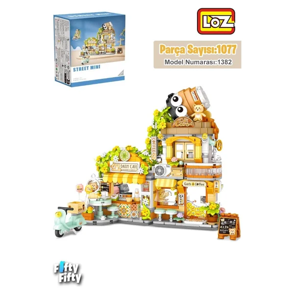Loz Street Mini Cafe LZ-1382 1077 Parça Blok Oyuncak - Görsel 9