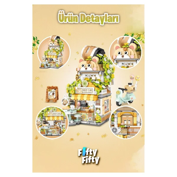 Loz Street Mini Cafe LZ-1382 1077 Parça Blok Oyuncak - Görsel 4