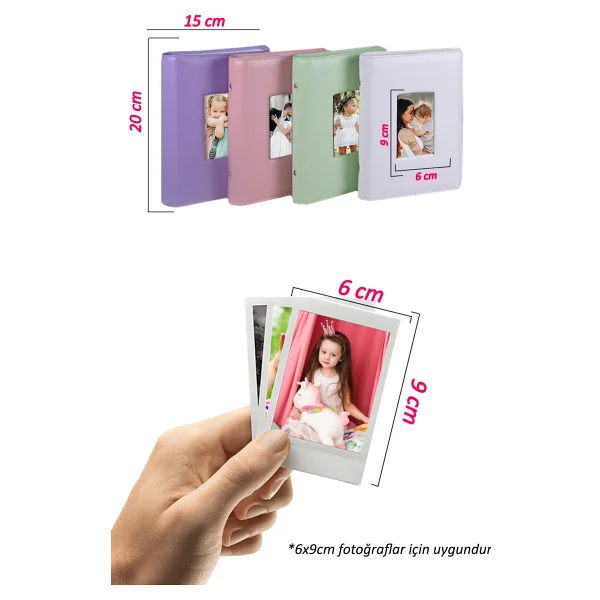 Nobbystar Instax 193 Fotoğraf Kapasiteli Pembe Polakart Pencereli Fotoğraf Albümü - 6x9cm - Görsel 2