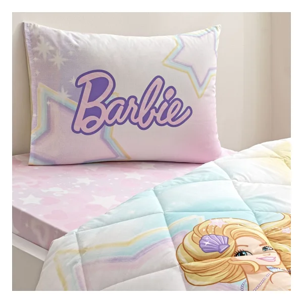 Taç Lisanslı Barbie Mermaid Tek Kişilik Pamuk Yorgan Seti - Renkli - Görsel 4
