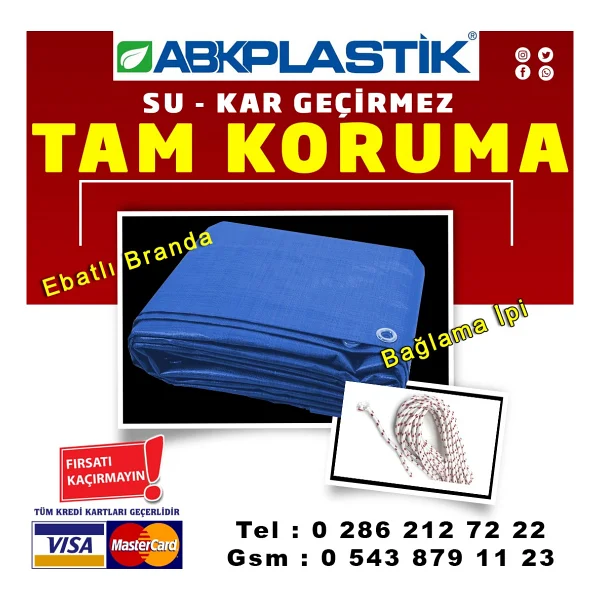 Ebatlı Pvc Branda Gölgelik Su Geçirmez Çadır 2 Mt X 5 Mt - Mavi - 2 X 5 Mt - Görsel 3