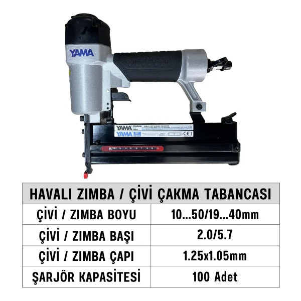 Yama YAT-F50/9040-CB310 Havalı Zımba ve Çivi Çakma Tabancası - Görsel 2